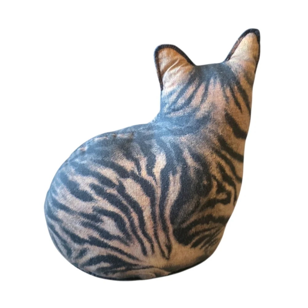 Adeline Halvoson Vintage Tabby Tiger Striped Cat Plush Pillow Door Stop Cotton